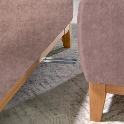 Schlafsofa mit Hocker DALENA – Puderrosa/Eiche