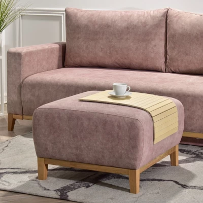 Schlafsofa mit Hocker DALENA – Puderrosa/Eiche