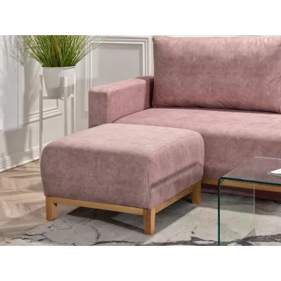 Schlafsofa mit Hocker DALENA – Puderrosa/Eiche