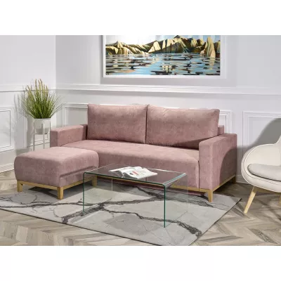 Schlafsofa mit Hocker DALENA – Puderrosa/Eiche