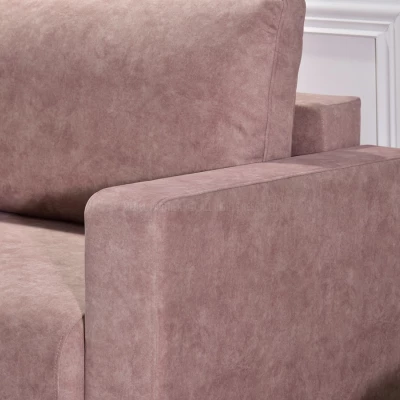 Schlafsofa mit Hocker DALENA – Puderrosa/Eiche