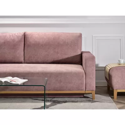 Schlafsofa mit Hocker DALENA – Puderrosa/Eiche
