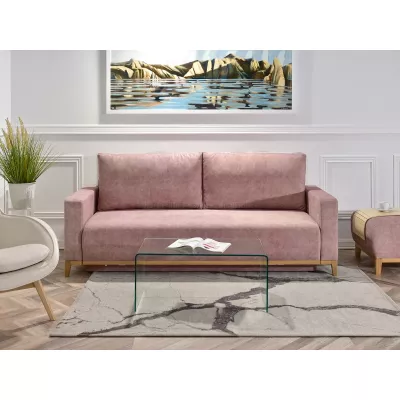 Schlafsofa mit Hocker DALENA – Puderrosa/Eiche