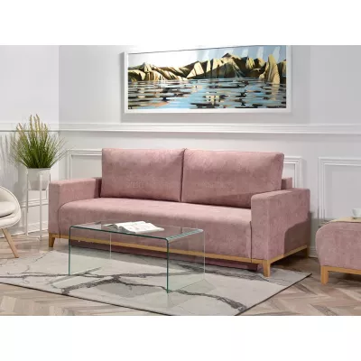 Schlafsofa mit Hocker DALENA – Puderrosa/Eiche