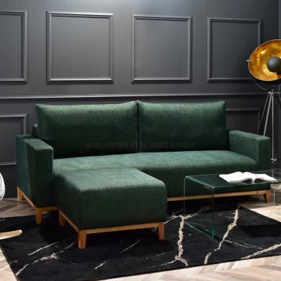 Schlafsofa mit Hocker DALENA – grün/eiche