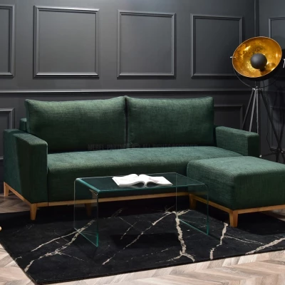 Schlafsofa mit Hocker DALENA – grün/eiche