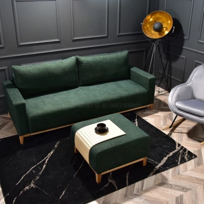 Schlafsofa mit Hocker DALENA – grün/eiche