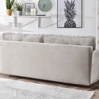 Schlafsofa LALESKA – hellbeige/buche