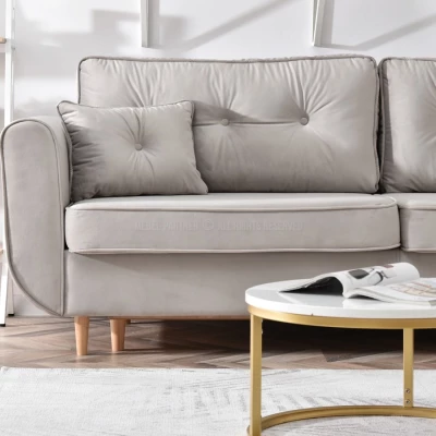 Schlafsofa LALESKA – hellbeige/buche