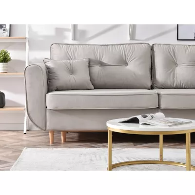 Schlafsofa LALESKA – hellbeige/buche
