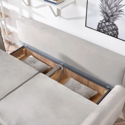 Schlafsofa LALESKA – hellbeige/buche