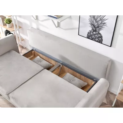 Schlafsofa LALESKA – hellbeige/buche