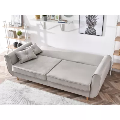 Schlafsofa LALESKA – hellbeige/buche