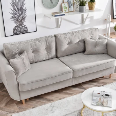 Schlafsofa LALESKA – hellbeige/buche