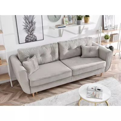 Schlafsofa LALESKA – hellbeige/buche