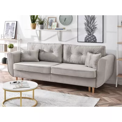 Schlafsofa LALESKA – hellbeige/buche