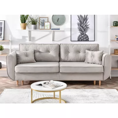 Schlafsofa LALESKA – hellbeige/buche