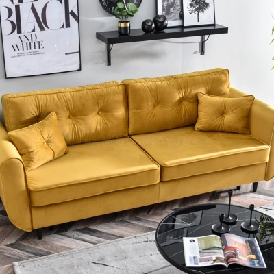 Schlafsofa LALESKA – Honig/Schwarz