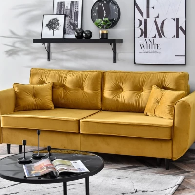 Schlafsofa LALESKA – Honig/Schwarz
