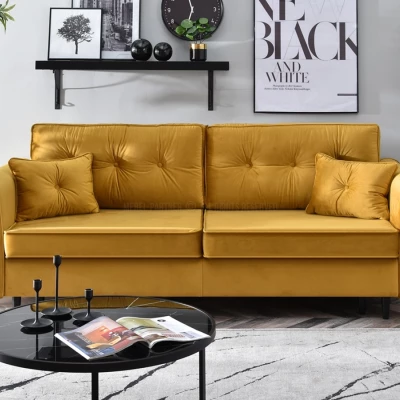 Schlafsofa LALESKA – Honig/Schwarz