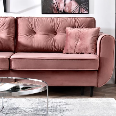 Schlafsofa LALESKA – Puderrosa/Schwarz
