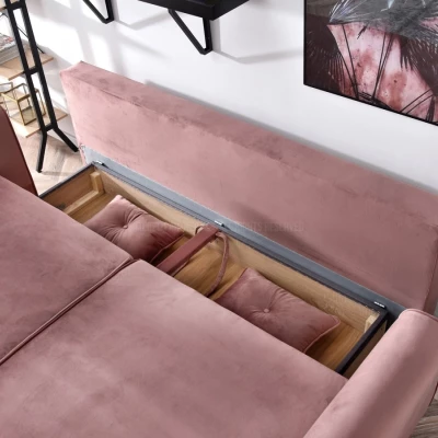 Schlafsofa LALESKA – Puderrosa/Schwarz