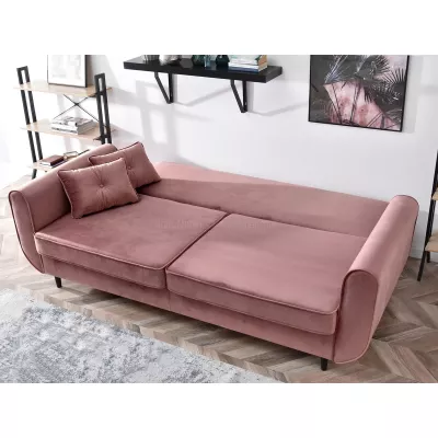 Schlafsofa LALESKA – Puderrosa/Schwarz