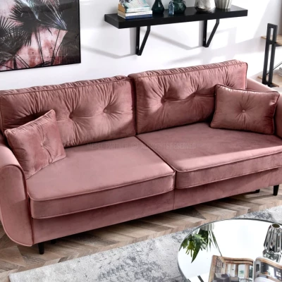 Schlafsofa LALESKA – Puderrosa/Schwarz