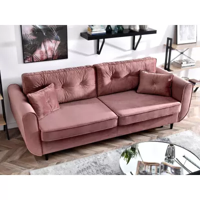 Schlafsofa LALESKA – Puderrosa/Schwarz