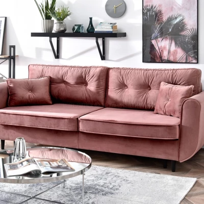 Schlafsofa LALESKA – Puderrosa/Schwarz