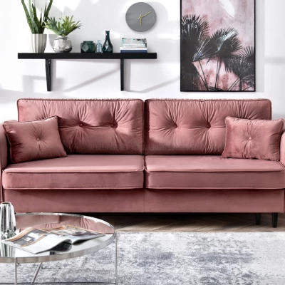 Schlafsofa LALESKA – Puderrosa/Schwarz