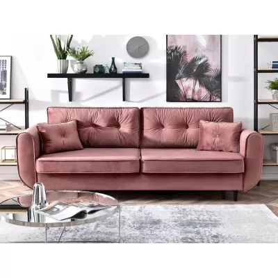 Schlafsofa LALESKA – Puderrosa/Schwarz