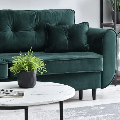 Schlafsofa LALESKA – Dunkelgrün/Schwarz