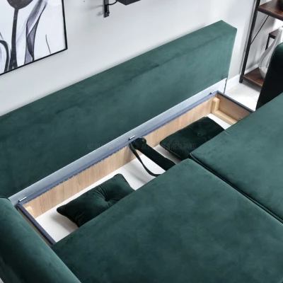 Schlafsofa LALESKA – Dunkelgrün/Schwarz