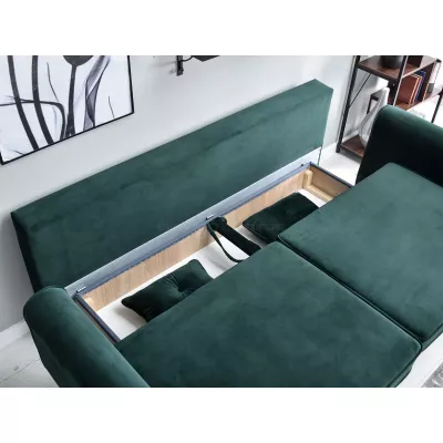 Schlafsofa LALESKA – Dunkelgrün/Schwarz