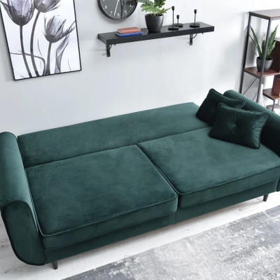 Schlafsofa LALESKA – Dunkelgrün/Schwarz