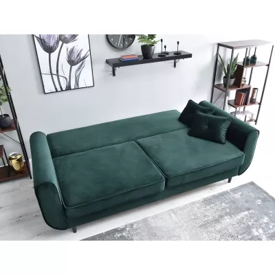 Schlafsofa LALESKA – Dunkelgrün/Schwarz