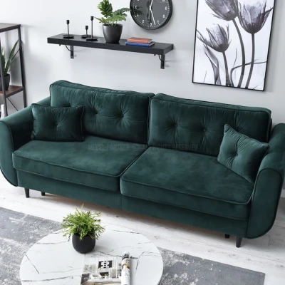 Schlafsofa LALESKA – Dunkelgrün/Schwarz