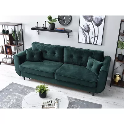 Schlafsofa LALESKA – Dunkelgrün/Schwarz