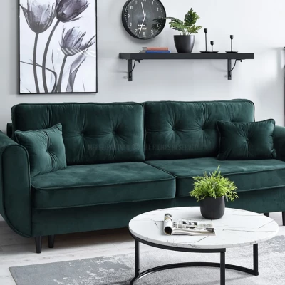 Schlafsofa LALESKA – Dunkelgrün/Schwarz