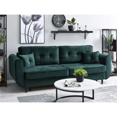 Schlafsofa LALESKA – Dunkelgrün/Schwarz
