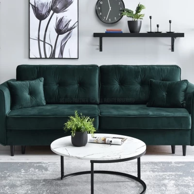 Schlafsofa LALESKA – Dunkelgrün/Schwarz