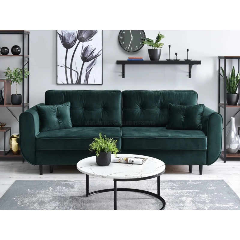 Schlafsofa LALESKA – Dunkelgrün/Schwarz