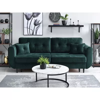 Schlafsofa LALESKA – Dunkelgrün/Schwarz