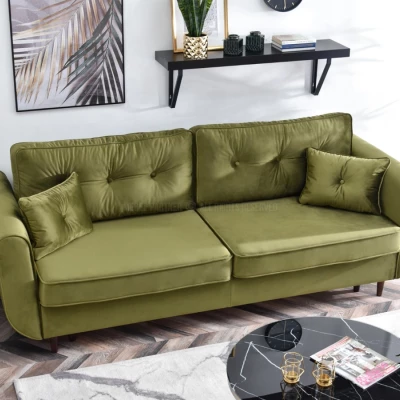 Schlafsofa LALESKA – hellgrün/schwarz