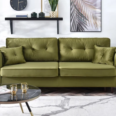 Schlafsofa LALESKA – hellgrün/schwarz