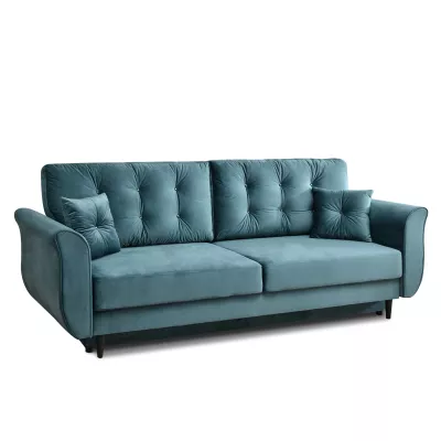 Sofa mit Stauraum PLAMEDI – Türkis/Schwarz