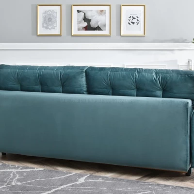 Sofa mit Stauraum PLAMEDI – Türkis/Schwarz