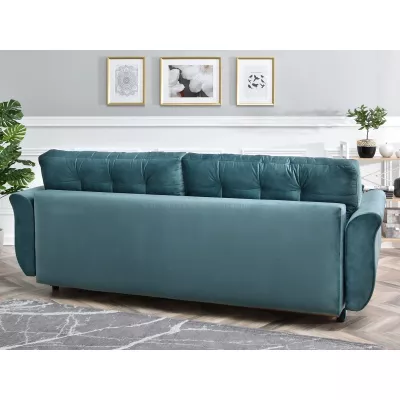 Sofa mit Stauraum PLAMEDI – Türkis/Schwarz