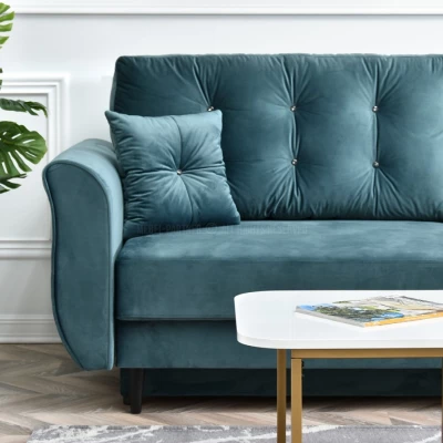 Sofa mit Stauraum PLAMEDI – Türkis/Schwarz